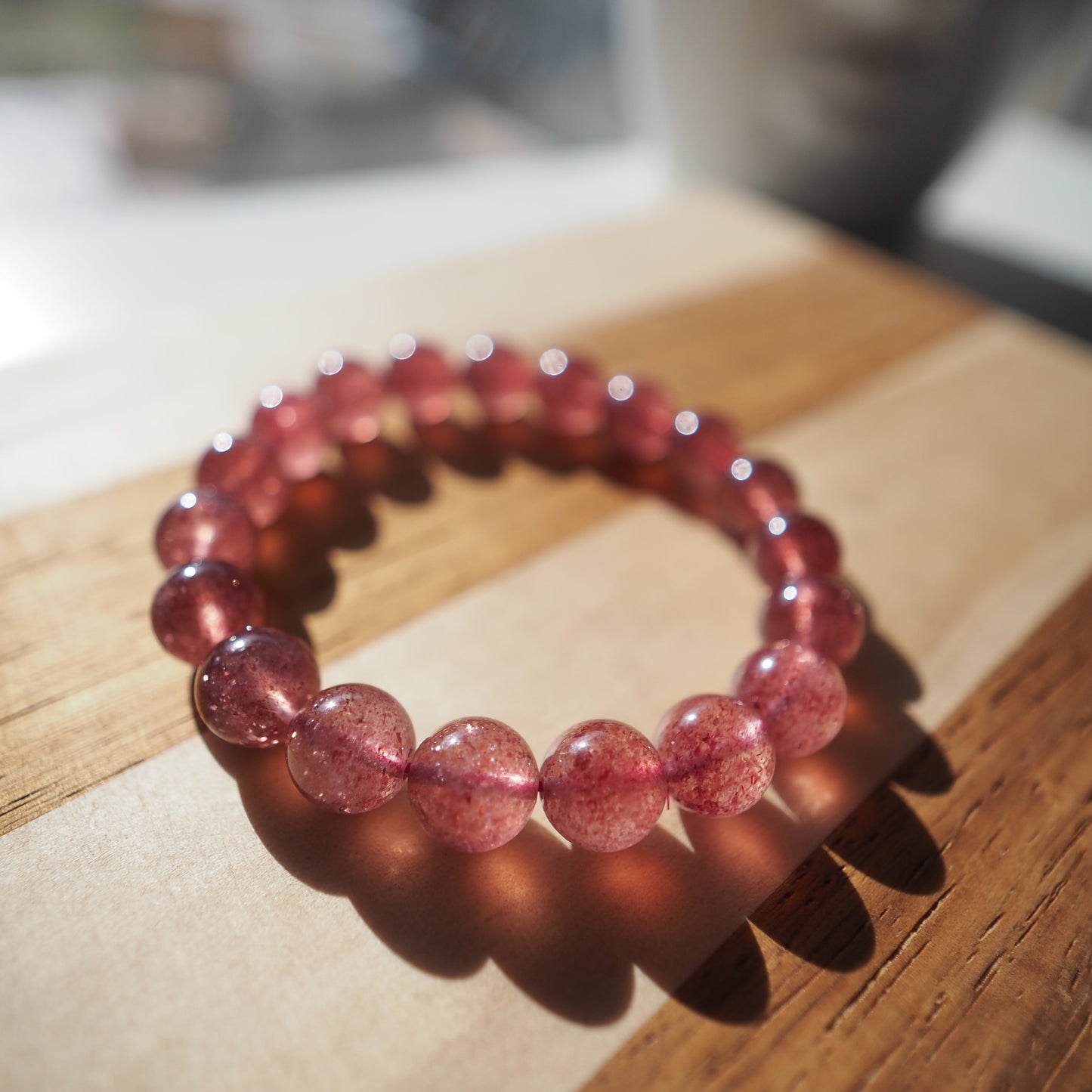 Natural Strawberry Quartz Crystal Bracelet 10mm