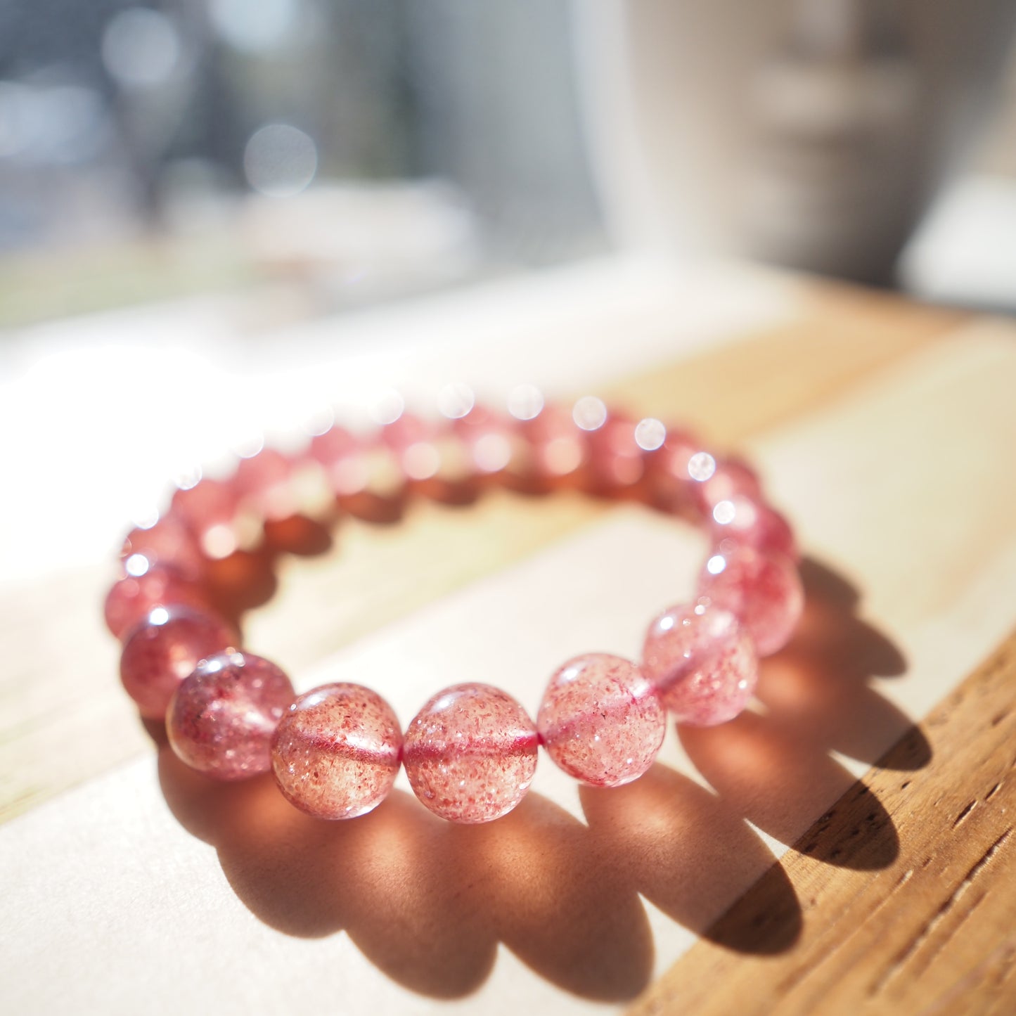 Natural Strawberry Quartz Crystal Bracelet 10mm