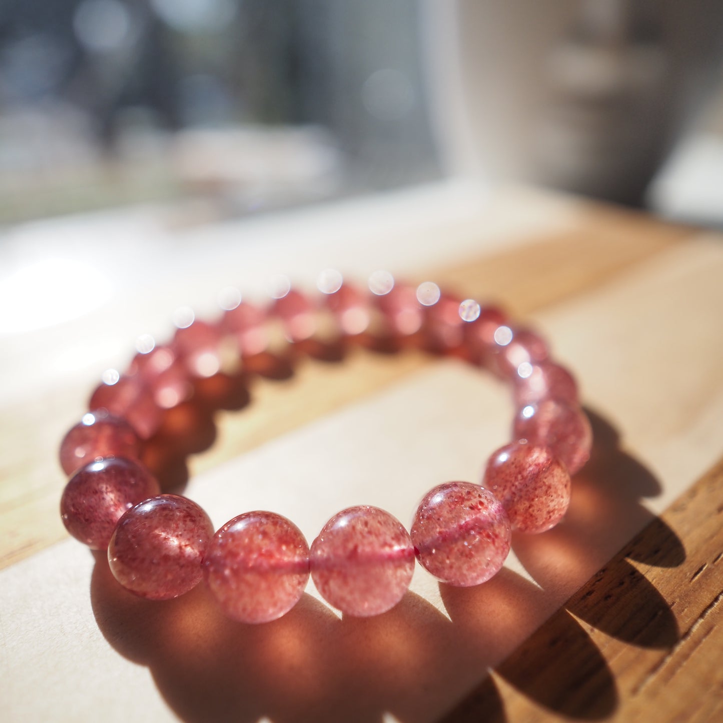 Natural Strawberry Quartz Crystal Bracelet 10mm