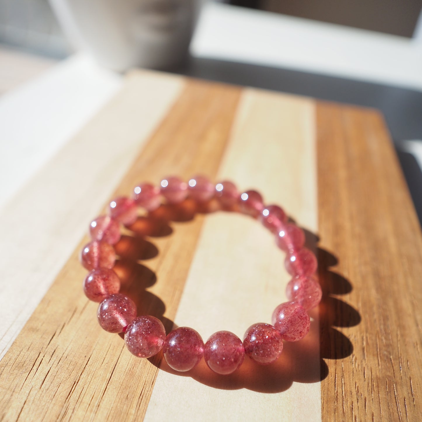 Natural Strawberry Quartz Crystal Bracelet 10mm