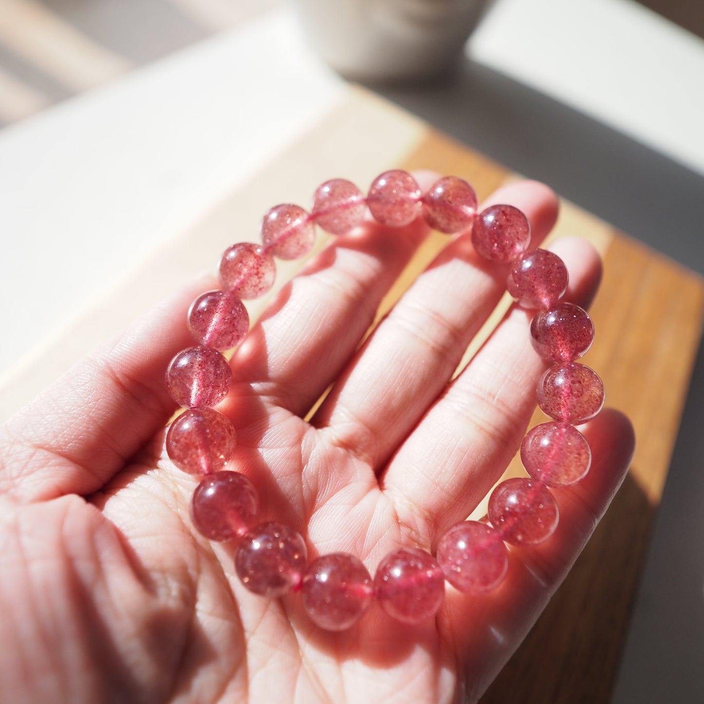Natural Strawberry Quartz Crystal Bracelet 10mm