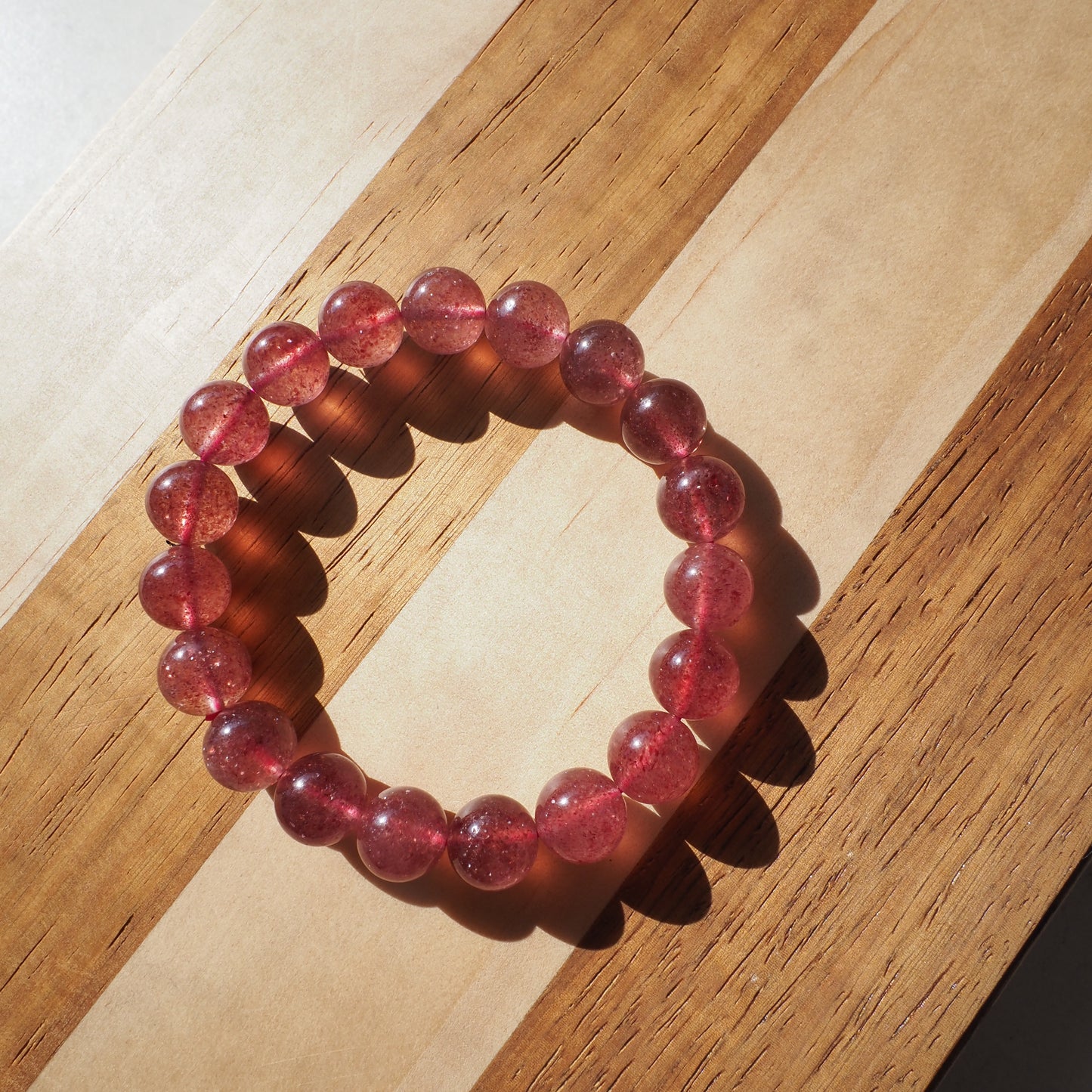 Natural Strawberry Quartz Crystal Bracelet 10mm