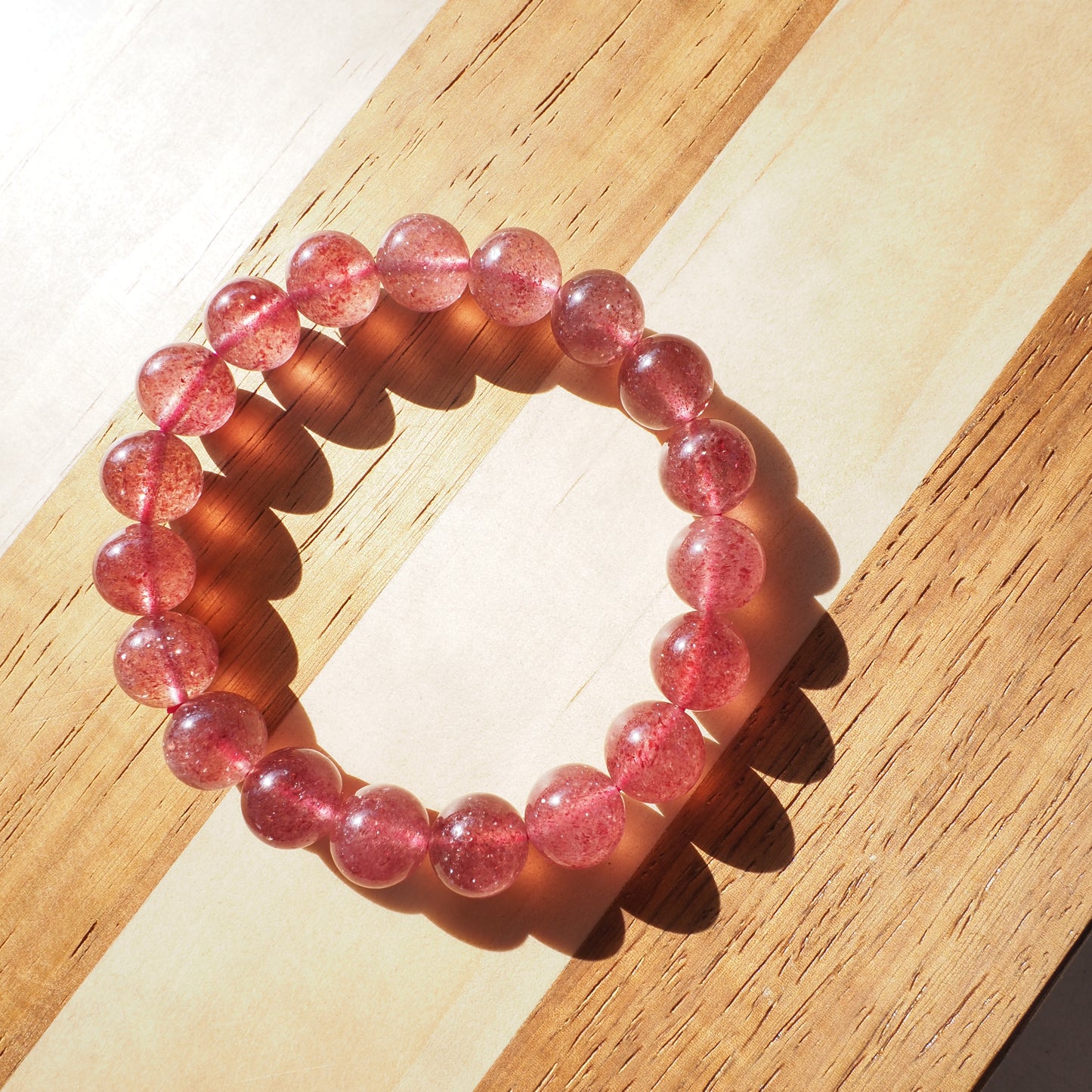 Natural Strawberry Quartz Crystal Bracelet 10mm