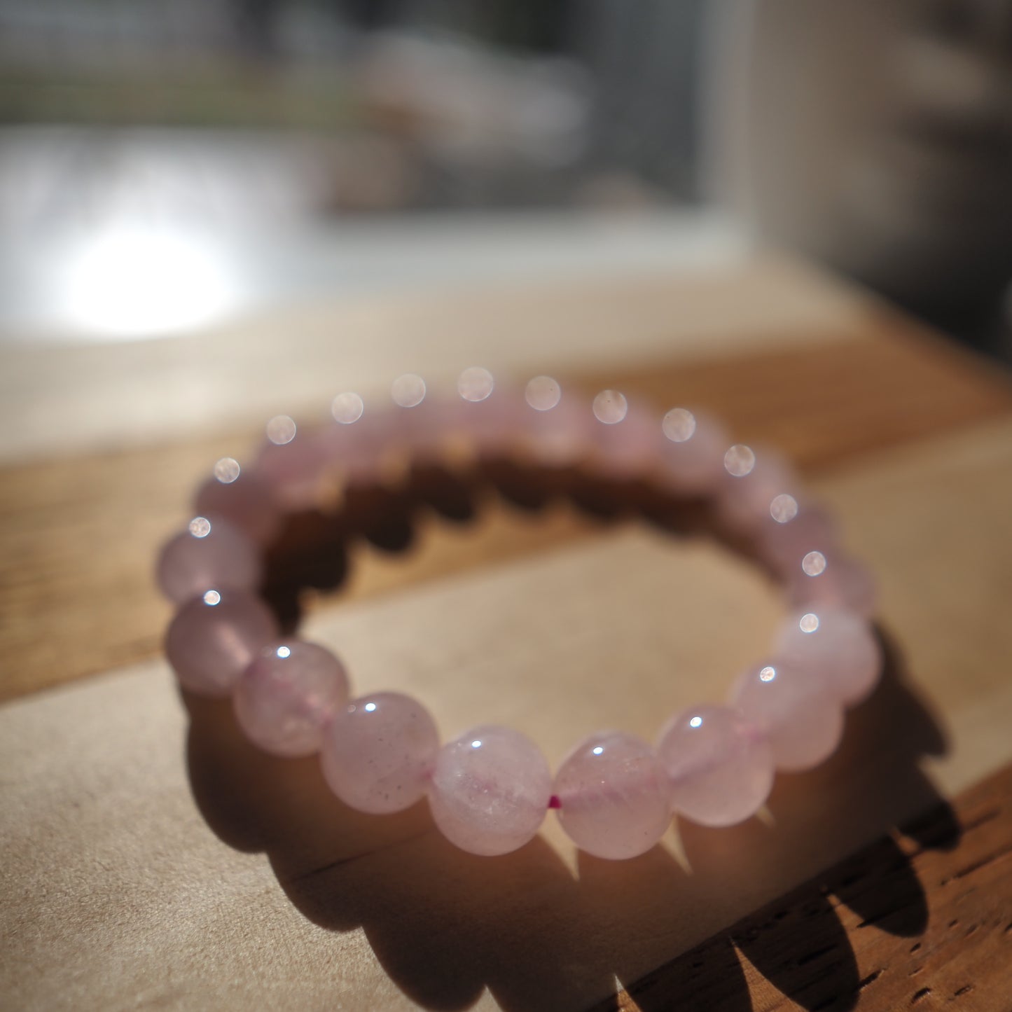 Natural Rose Quartz Crystal Bracelet 9mm