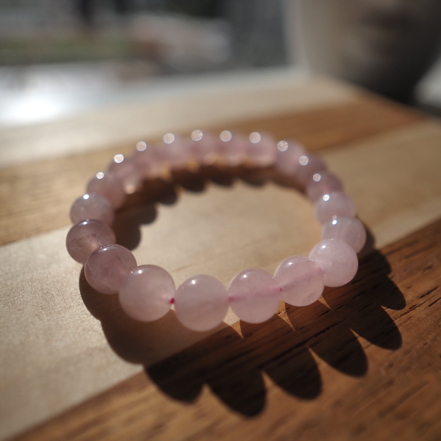 Natural Rose Quartz Crystal Bracelet 9mm