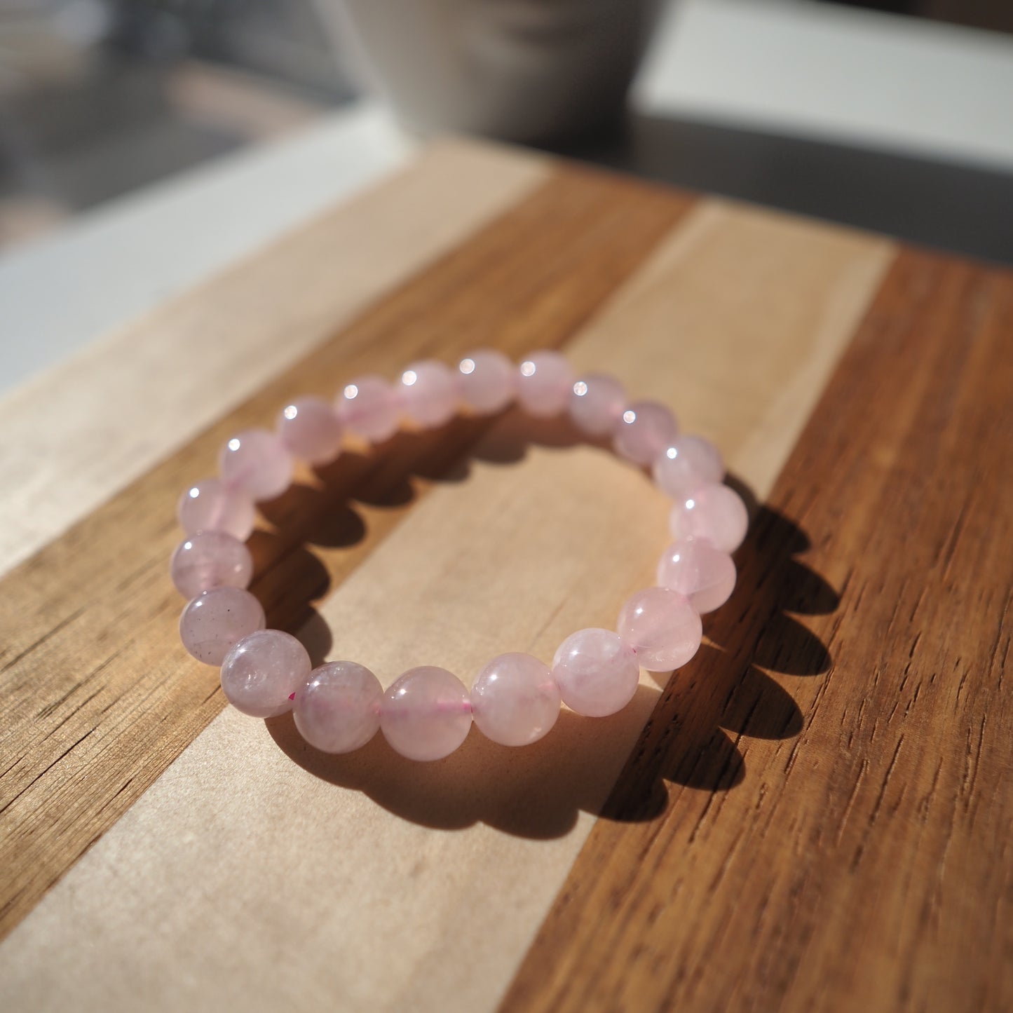 Natural Rose Quartz Crystal Bracelet 9mm