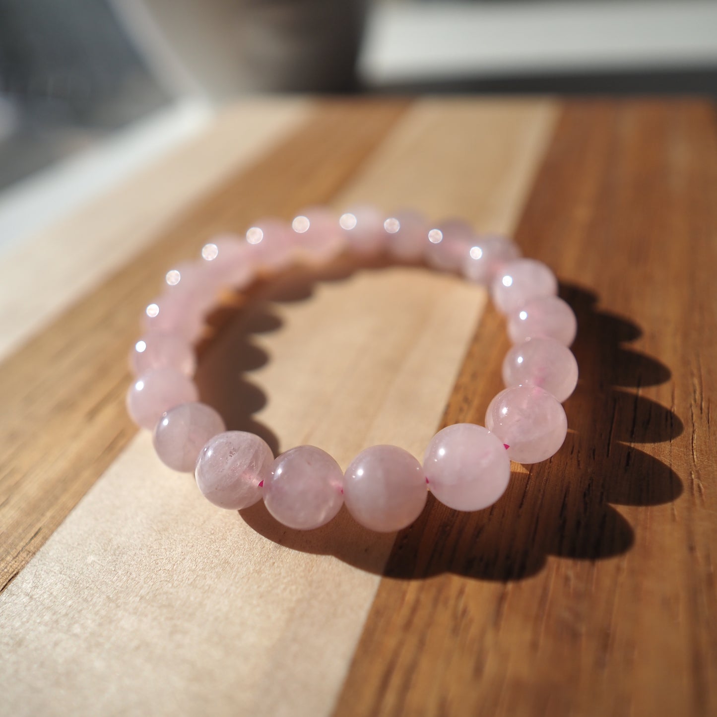 Natural Rose Quartz Crystal Bracelet 9mm