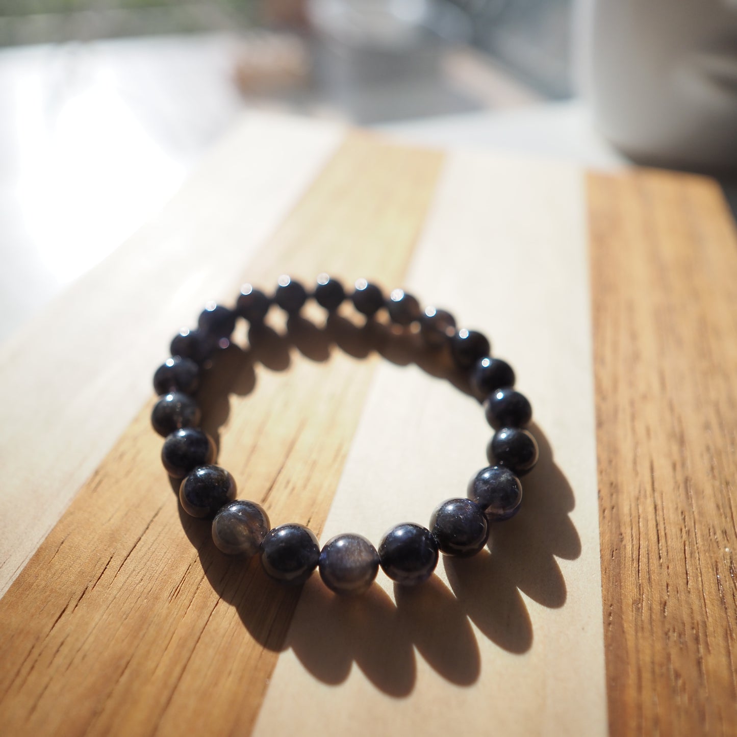 Natural Genuine Cordierite Beads Bracelet 8mm