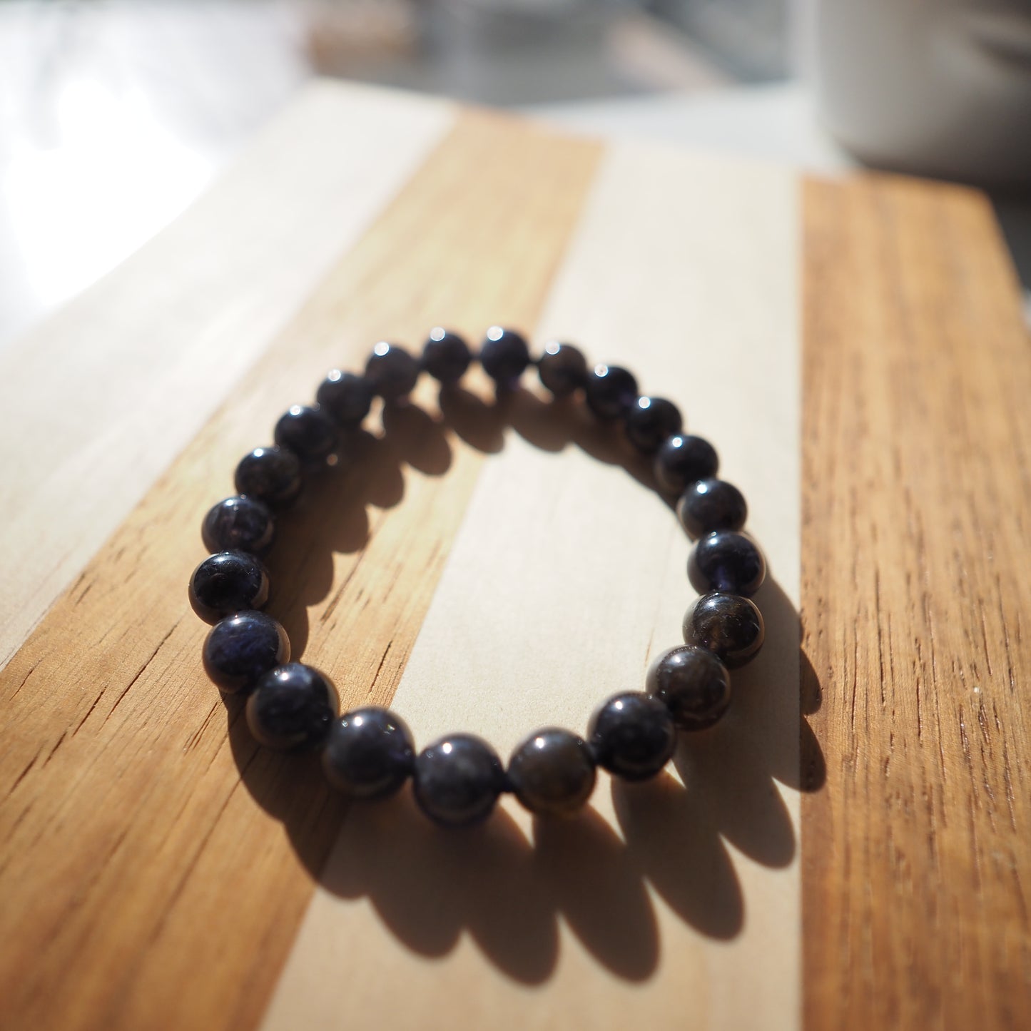 Natural Genuine Cordierite Beads Bracelet 8mm