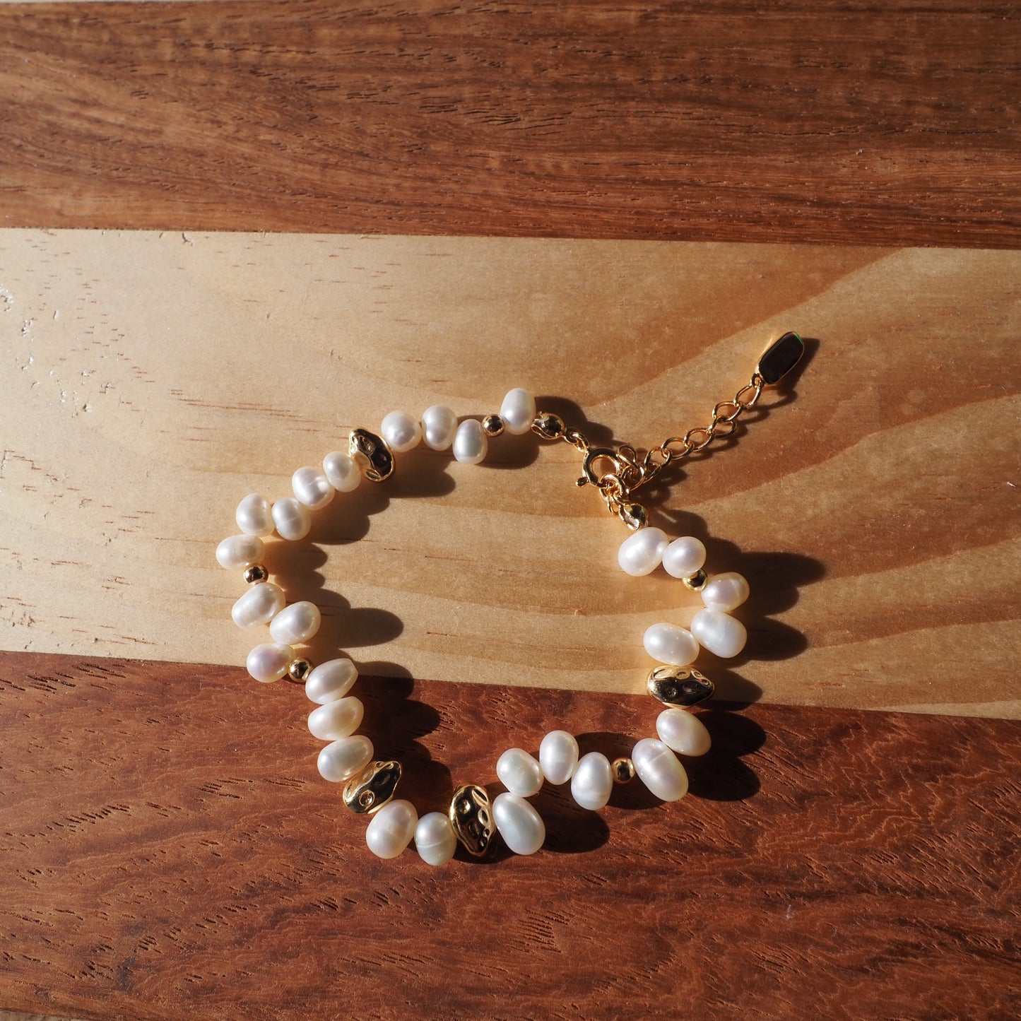 Sterling Silver Freshwater Pearl Bracelet, Gold Plated