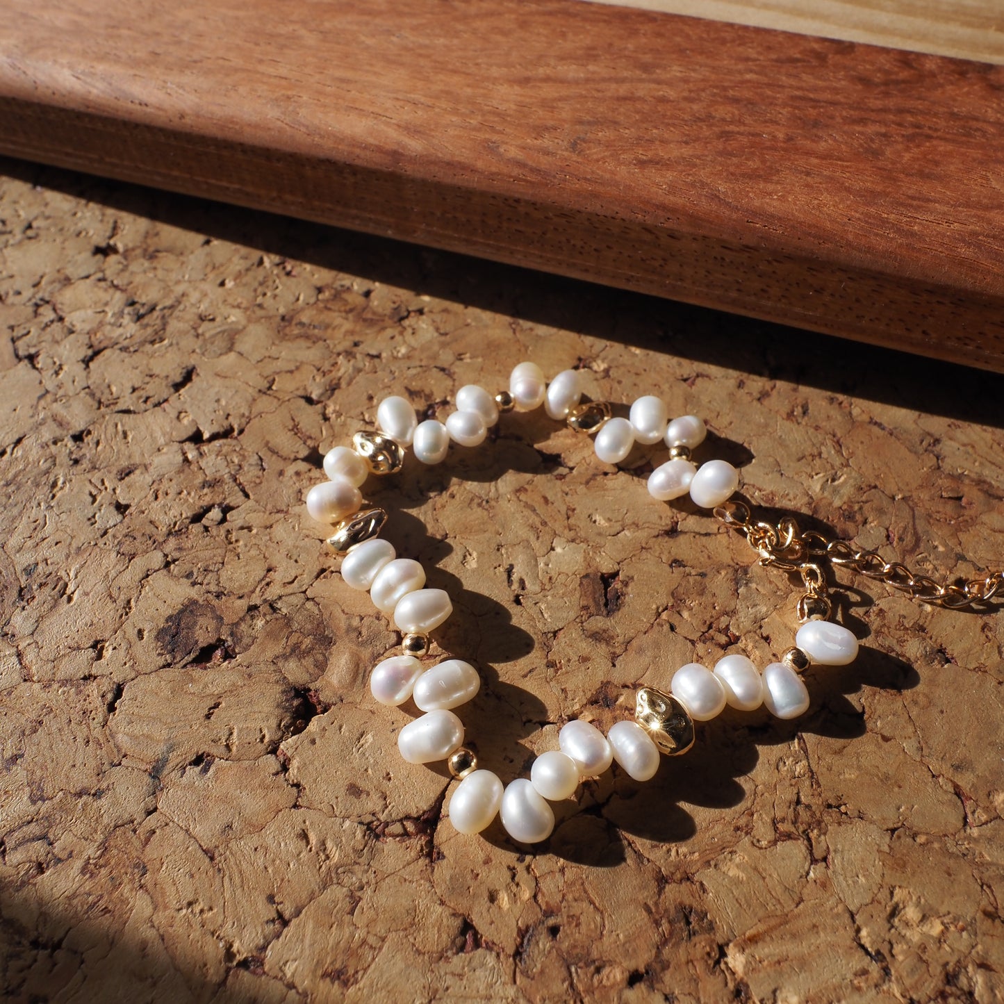 Sterling Silver Freshwater Pearl Bracelet, Gold Plated