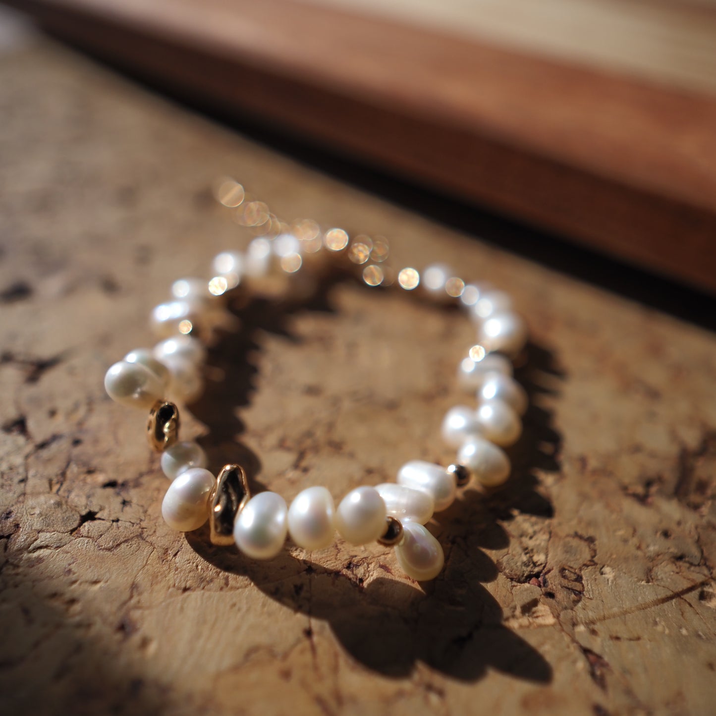 Sterling Silver Freshwater Pearl Bracelet, Gold Plated