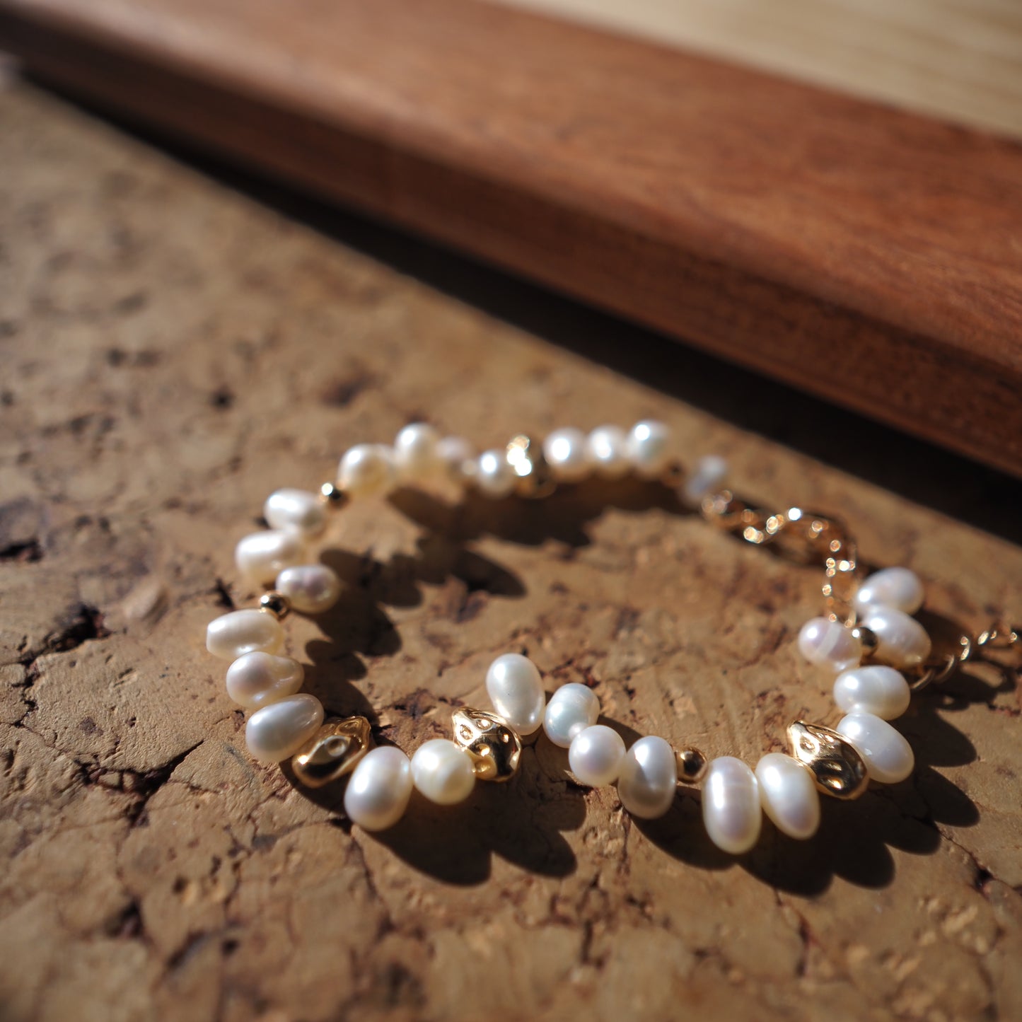 Sterling Silver Freshwater Pearl Bracelet, Gold Plated